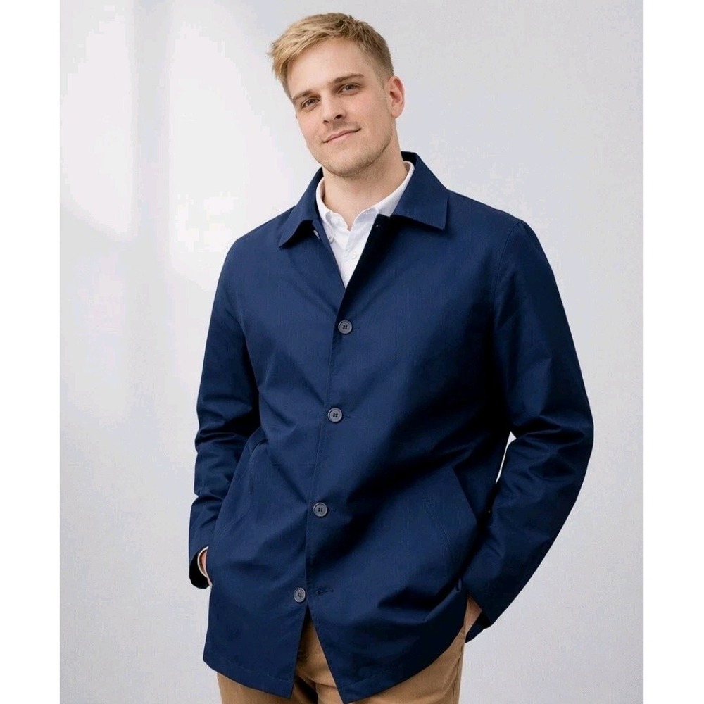 Line Of Trade Mayfair Trench Coat Men XL Blue Waterproof Rain Jacket Sailing EC